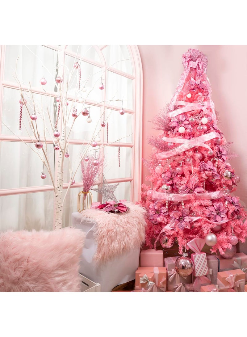 SYOSI 16-Pack Artificial Glitter Berry Stem Ornaments, Decorative Glittery Twigs, Picks, Branches for Tree, Wreath, Small Vase, Party (Pink) - Image 3